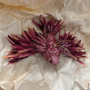 Anthropologie pink bird Christmas ornament